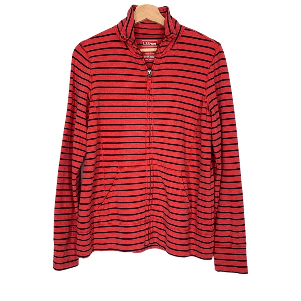 L.L. Bean Ultrasoft Sweatshirt Full-Zip Mock-Neck Jacket Stripe Size Small - Picture 2 of 10